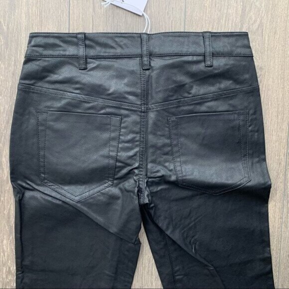 Free People One Teaspoon Pant Faux Leather Knee slit Straight Leg Black Size S - Picture 11 of 16
